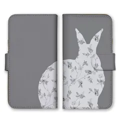 iPhone8 iPhone7 ケース 手帳型 アイフォン8 アイフォン7 スマホケース 携帯ケース うさぎ うさ耳 兎 シルエット 花柄 お花 フラワー くすみカラー かわいい 大人可愛い 大人女子 カラー08