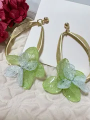 紫陽花　ゴールドリング　ドライフラワー　可愛い　ピアス