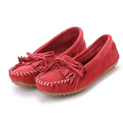 ITALICO 本革 フリンジ ローファー モカシン レディース (MOKA  RED)