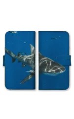 iPhone13 Pro ケース 手帳型 アイフォン13 プロ スマホケース 携帯ケース サメ 鮫 海 かっこいい 写真 ブルー ネイビー おしゃれ 水族館 カラー02