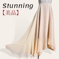 ❤️美品 スタニングルアー クリーム色 ランダムヘム アシンメトリー マキシ丈 ロングフレアスカート 0・S レディース 3764