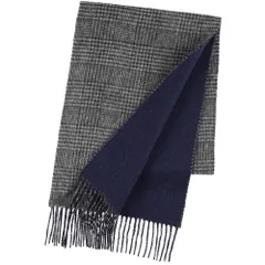 [Elensia] エレンシア カシミヤブレンド リバーシブル マフラー レディース メンズ UVカット98%以上 チェック 30×186cm 160g 全13色 チャコール ネイビー [チャコール ネイビー]