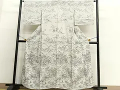 平和屋着物＊夏物　付下げ　紗　松竹梅風景文　金彩　正絹　逸品　BAAS3266pk