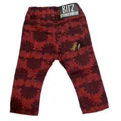 【BIT'Z/ビッツ】ビッツパンツ ロングパンツ キッズボトムス 長ズボン 恐竜 アニマル柄 ベビー キッズ 赤系 レッド系（中古・未使用）