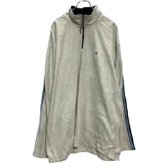 TOMMY HILFIGER ハーフジップ 長袖Tシャツ 2XL アイボリー トミーヒルフィガー ロンT ロングTシャツ 古着卸 アメリカ仕入 a703-5417