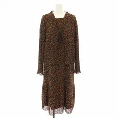 レリアン Leilian オリジナル ORIGINAL セットアップ 2点セット ワンピース ロング ノースリーブ カーディガン 長袖 リボン 花柄 大きいサイズ 13+ 茶 ブラウン GG-1603773 /YT