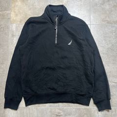 NAUTICA  ハーフジップ  スウェット  S size  ブラック  黒  胸元ロゴ  ノーティカ  古着