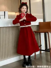 新品 未使用 女の子 ドレス 秋冬コレクション 立体花柄赤ドレス ジャケットセット 子供用お正月服 綿入り暖かい洋服  ワンピース    七分袖 長袖
