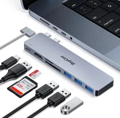 Macbook Air ハブ 7ポートUSB C ハブ Macbook USB 変換アダプタ PD充電 thunderbolt 3 RayCue Macbook Pro ハブドッキングステーション SD/TFカード USB3.0ポート*3 超軽量 コンパクト