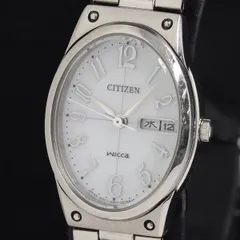 稼働 良品 シチズン ウィッカ E001-S049083 電波ソーラー シルバー文字盤 デイデイト レディース腕時計 KRH 2000000 NSK
