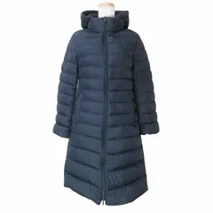 ユニクロ UNIQLO 22AW ウルトラライトダウンロングコート 211-450450 小さいサイズ ジップアップ 2WAY フード脱着 スタンドカラー XS 紺 ネイビー X
