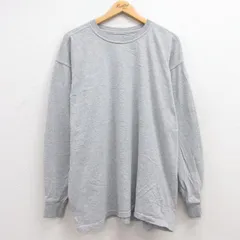 XL/古着 長袖 Tシャツ メンズ 無地 大きいサイズ クルーネック グレー 霜降り 25jun27 中古