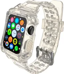 unifiss アップルウォッチ バンド 化粧箱付き コンパチブル 一体型 TPU素材 全面保護ケース( クリア,  42/44mm)
