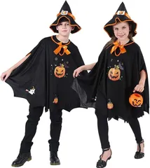 ハロウィン 仮装 子供 コスチューム 魔女 コスプレ 2点セット キッズ 女の子 半袖 パーティー イベント 演出服 男女兼用 xzzhang689