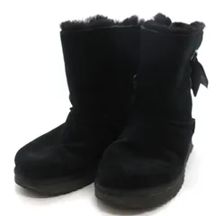 アグ ムートンブーツ BAILEY BOW SHORT リボン ボア シューズ ブランド 靴 レディース 23サイズ ブラック UGG 【中古】