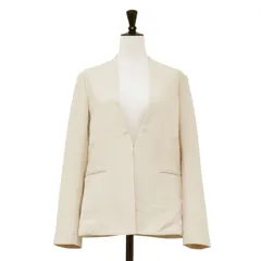 【美品】theory luxe セオリーリュクス ジャケット ベージュ サイズ:36 S / 24秋冬 ノーカラー ジャケット / LIVE2 GILL 二重織素材 ストレッチ ウォッシャブル / アウター 上着 羽織り / 日本製【レディース】【中古】