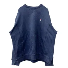 FILA ロゴスウェット トレーナー M ネイビー フィラ 裏起毛 ダメージスウェット 古着卸 アメリカ仕入 a708-5525