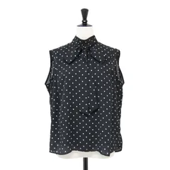 【美品】Mila Owen ミラ オーウェン ブラウス ブラック ホワイト 黒白 サイズ:0(S) / フレンチスリーブ ボウタイ ブラウス / ドット柄 ハイネック 2WAY / トップス シャツ【レディース】【中古】