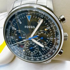【箱付き・電池交換済み】FOSSIL フォッシル メンズ 腕時計 Goodwin FS5518 ブラック クロノグラフ スモーク ステンレススチールベルト コマあり 動作品