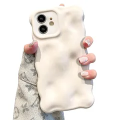 UEEBAI 対応 iPhone 11 用の ケース ウェーブデザイン スマホケース 可愛い 人気 おしゃれ ケース 薄型 軽量 グリッター 光沢カバー 耐衝撃 波型 バンパー スマホケース - ホワイト 0