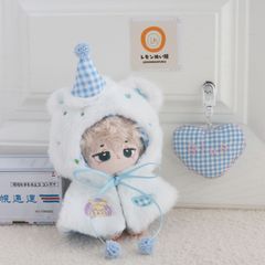 10cm ぬいぐるみ服 着せ替え マント ケープ ふわふわ 青 ぬい活 推し活 推しぬい 綿人形 棉花娃娃 ちびぬい服 ちびぐるみ コットンドール cotton doll-A2602