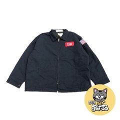 ノーブランド 古着 ワークジャケット ネイビー 企業ロゴ 2XL