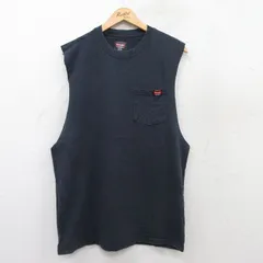 L/古着 ラングラー ノースリーブ Tシャツ メンズ 胸ポケット付き コットン クルーネック 紺 ネイビー 25jul14 中古