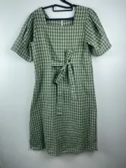 スクエアネック チェック ワンピース
