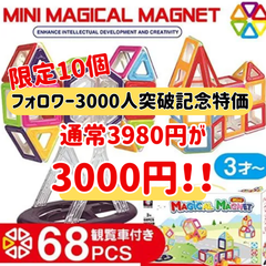 限定10個特価！！ミニマジカル マグネット68ピース Magical Magnet 磁石式知育ブロック 知育玩具