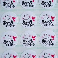 赤ハートニコちゃん『ありがとうございました』シール♥1シート48枚【E629】