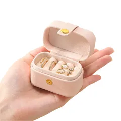新品 IM-Doiry ミニジュエリーボックス 携帯用 小箱 持ち運び コンパクト ジュエリー 宝石箱 ジュエリー収納 アクセサリーケース 小物入れ 指輪 ピアスケース 旅行 出張 (ピンク)