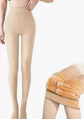 裏起毛タイツ（フリーサイズ）ベージュ 伸縮性 美脚美尻 透け感 レディース ストッキング風 冬秋 厚手 パンスト 防寒 発熱 吸汗 着圧一体式 220g [TOWOOZ]