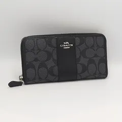 良品 コーチ 長財布 ブラックカラー シグネチャー ラウンドファスナー メンズ/レディース INB 2000000 NSK