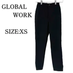 GLOBAL WORK グローバルワーク スリム テーパードパンツ XS ブラック オフィスカジュアル  綿パン 通勤 仕事 ビジネス レディース 古着