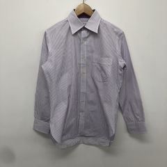 "【LANVIN】ランバン  "　メンズ　長袖　シャツ　フォーマル　ボーダー　ストライプ　紫　サイズ48