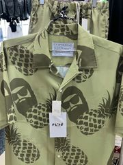 XL あり‼️セットアップ可能‼️STEER steer ステア　FUN ファン⚫︎半袖　シャツ　総柄　おじさん　パイナップル　オリーブ