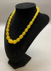 SN165 ロイヤルアンバー 琥珀 ？ イエロービーズ ネックレス 首周り 46cm 重さ 25.7g