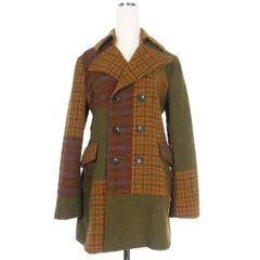 トリココムデギャルソン tricot COMME des GARCONS パッチワーク Pコート ジャケット 長袖 M オリーブ/オレンジ  緑 TD-J001のサムネイル