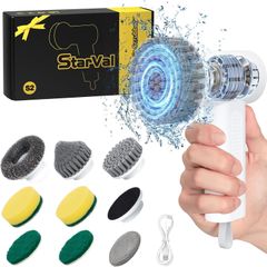 StarVal 電動バスポリッシャー お掃除ブラシ 8種類の取り替えブラシ付き コードレス・USB C充電式 3000mAh大容量で90分間連続使用 手持ち式 浴室・浴槽・トイレ・床・窓・壁・玄関・車の掃除に最適 PSE認証済み 日本語説明書付属