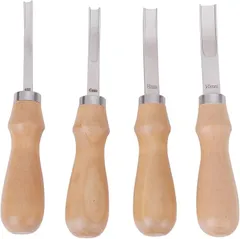 ピュアシーク レザークラフト ヘリ落とし 4種セット 金具 研ぎ 棒 工具 切削 キット 革 ナイフ 一式 革すき 磨き(シルバー)のサムネイル