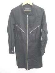 ◇ ⊇ JEANASIS ジーナシス ジップアップ 長袖 膝丈 ワンピース サイズF ブラック レディース E  【1506250007831】