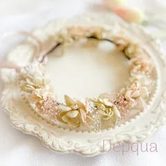 花冠　ベビー　~pink beige~ キッズ　花かんむり