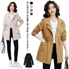 ジップアップ フード付き スプリングコート モッズコート レディース スプリングコート 軽量 ミドル丈 裏地あり 春アウター マウンテンコート 薄手 パーカー ブルゾン 羽織り 大きいサイズ カジュア xzjhsjc#