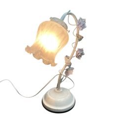 アマノ　アンティーク　ガラスシェード　花の電気スタンド　タッチライト