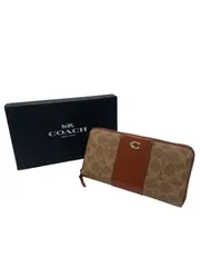 ♪2267 COACH コーチ CC490 アコーディオン ジップ ウォレット・カラーブロック シグネチャー キャンバス 長財布 中古