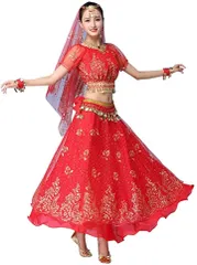 Eiza アラジン コスプレ 衣装 5点 ハロウィン イベント ベリーダンス レッスン スカート e090(レッド)