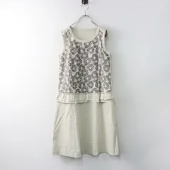 【値下げ】インゲボルグ INGEBORG カメリアプリント ノースリーブ ワンピース 3/■ ベージュ系 トップス スリーブレス【2400014105612】のサムネイル
