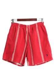 【お得なクーポン配布中!】 90s ポロ ラルフローレン ストライプ コットン ショートパンツ メンズ M オールド スイム ショーツ 水陸両用 短パン 海パン ワンポイント