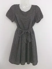 ◇ ◎ SOUP スープ ボーダー バックジップ 半袖 ミニ ワンピース サイズ11 ネイビー ベージュ レディース P  【中古】 【1209160003121】のサムネイル