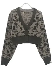A BATHING APE ア ベイシング エイプ 23AW ABC CAMO CROPPED KNIT CARDIGAN クロップドカモ カーディガン  グレー Fのサムネイル